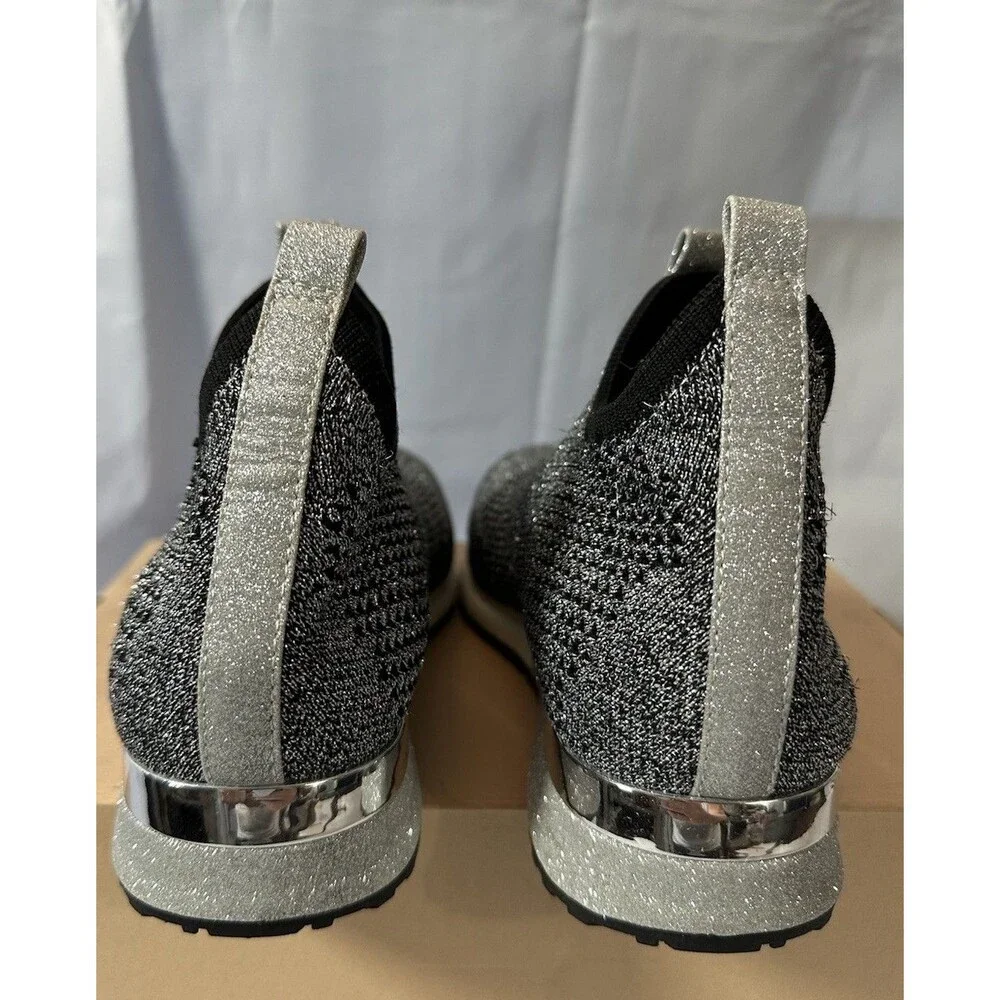 J Slides Oren Knit Slip On Sneakers Black Silver Women’s Size 6